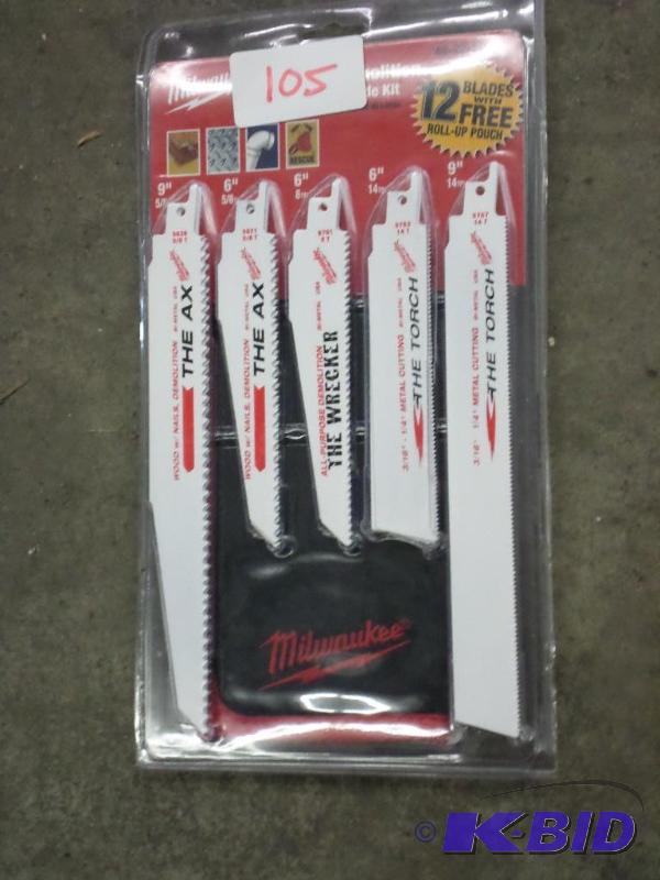 lot 105 image: Milwaukee Sawzall Blade Set...