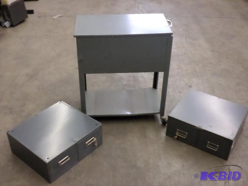 lot 117 image: 3-Piece Rolling Steel Storage Chest...