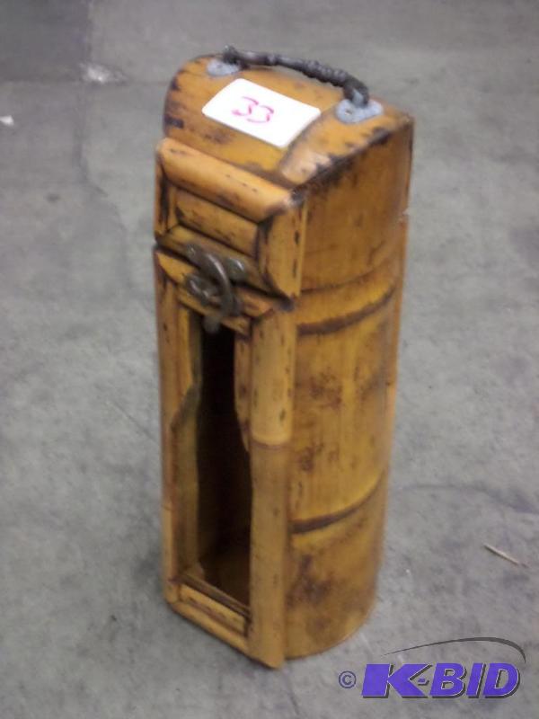 lot 33 image: Unique Bamboo Wine Bottle Holder...