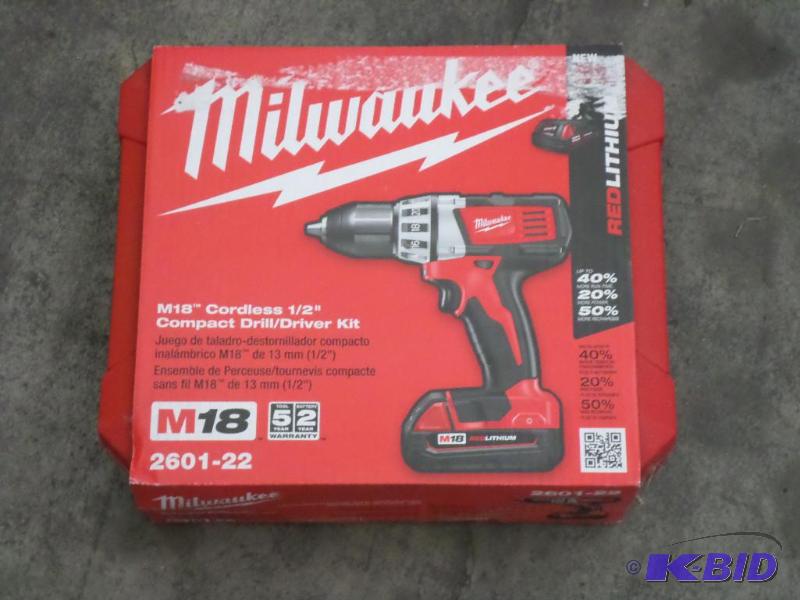lot 59 image: Milwaukee M18 Cordless 12" Drill Driver...