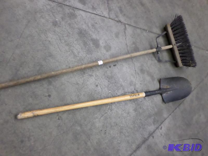 lot 64 image: (1) Broom & (1) Spade Shovel...