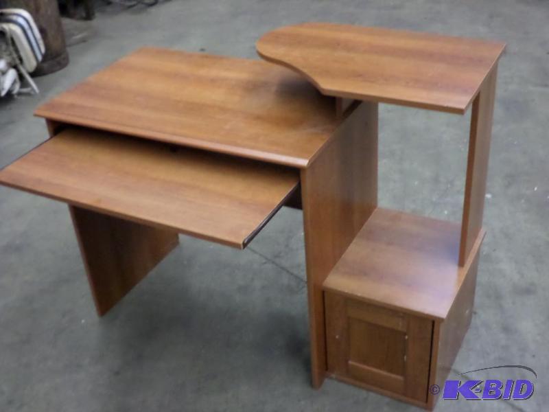 lot 70 image: Wooden Computer Desk With Pull-Out Keyboard T...