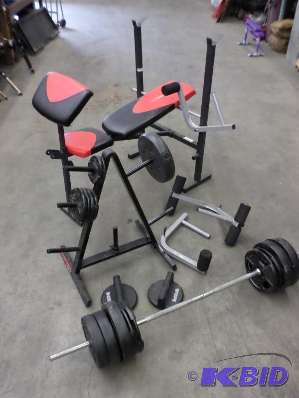 lot 91 image: Lot Of Exercise Weights, Bench, Stand, Etc...