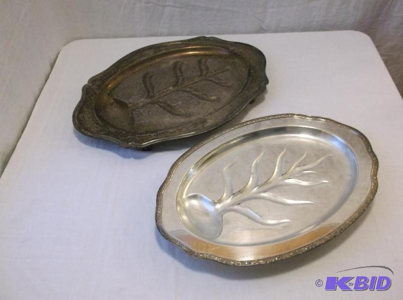 Large silver plate serving trays....