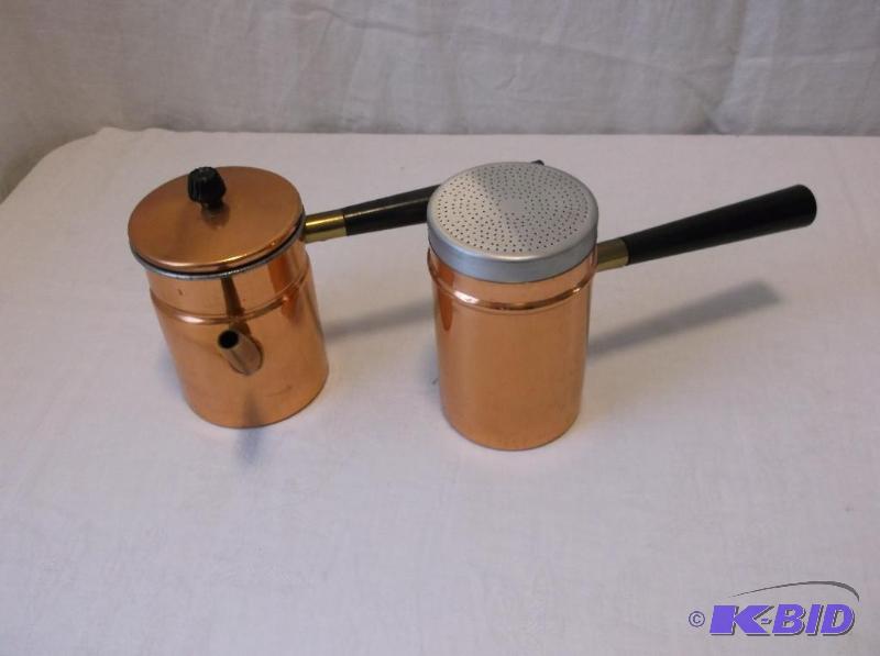 Copper &amp brass tea pots appear in good co...