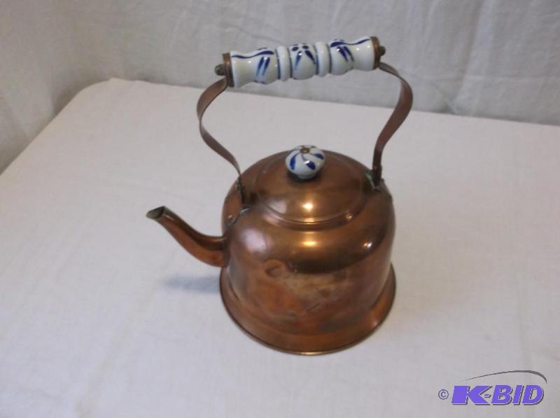 Cute copper tea pot has small dent sill good ...