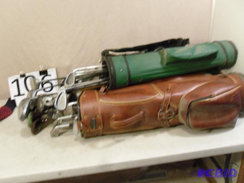 Lot of 3 Golf Bags and Golf Clubs. See pictur...