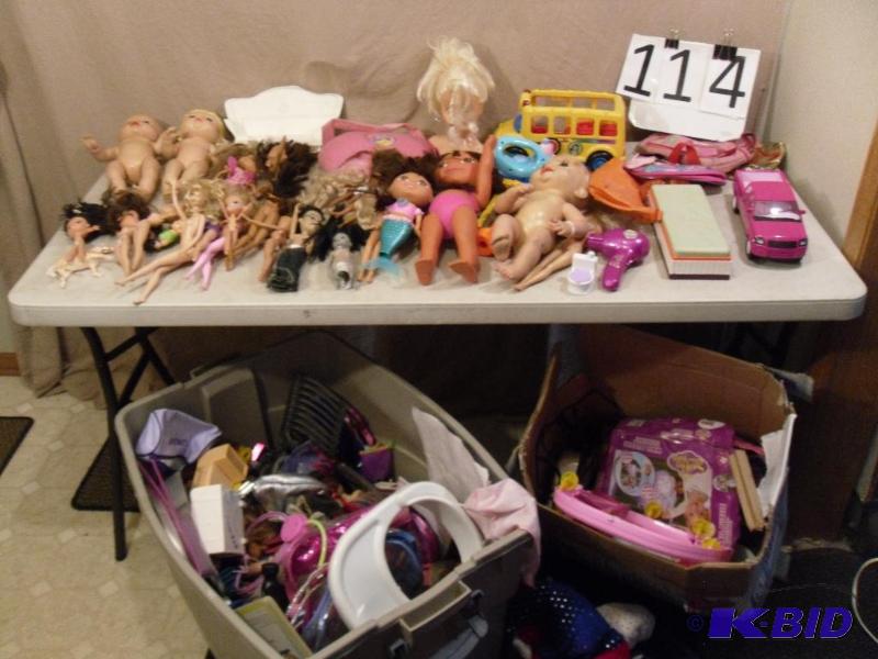 Lot of Assorted Toys. Dolls, Floor Puzzle, Ba...