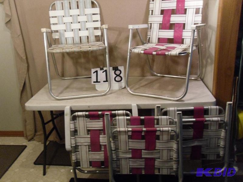 Lot of 5 Aluminum Framed Folding Lawn Chairs....