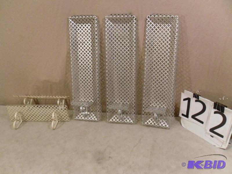 Lot of 3 Metal Wall Hanging Candle Holders an...