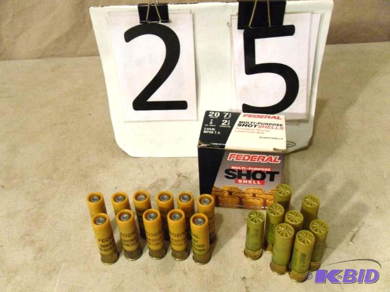 Lot of 20 gauge shotgun shells. 25 are 2 34&...