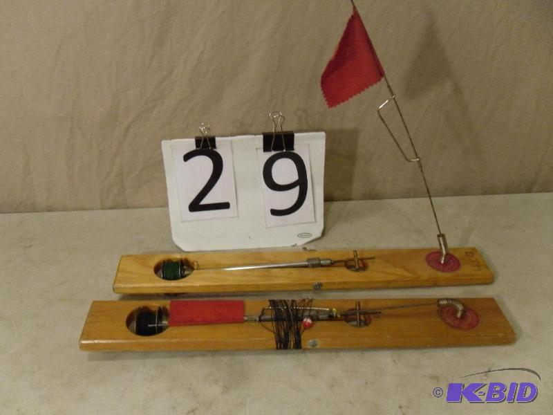 Lot of 2 The Arctic Fisherman Wood Ice Fishin...