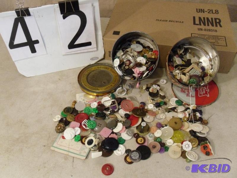 2 Old Cans Full of Buttons. Vintage....