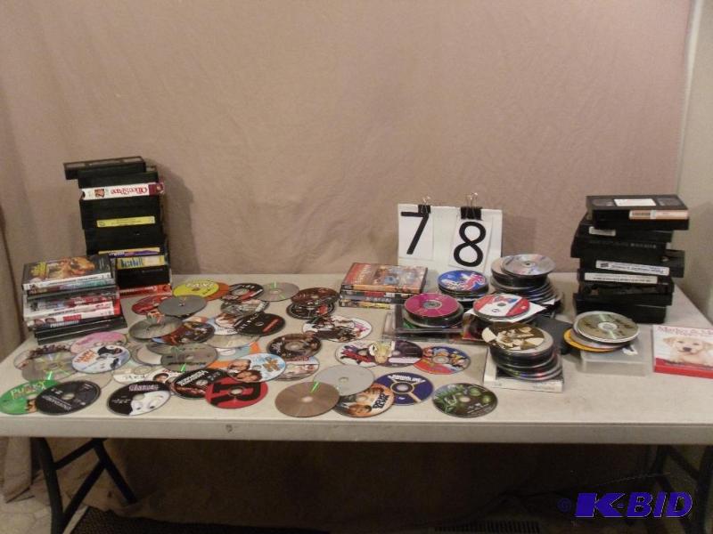 Large Lot of DVDs, CDS, Games VHS, and More. ...