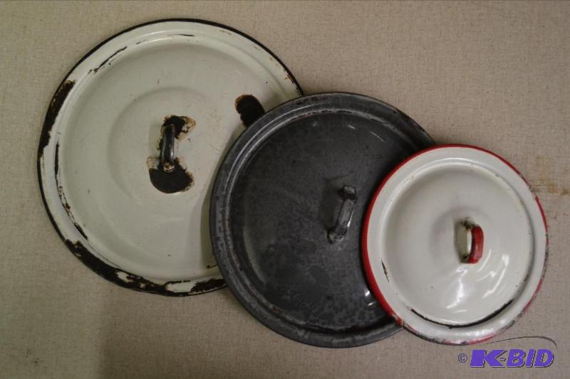 lot 134 image: Three Steel Pot Lids