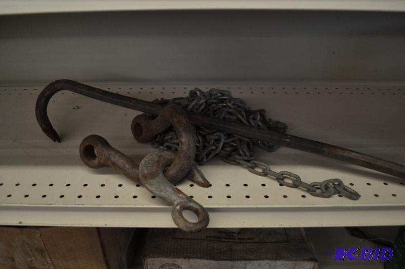 lot 77 image: Three Chain Lengths, Clevis, Hook, Crowbar