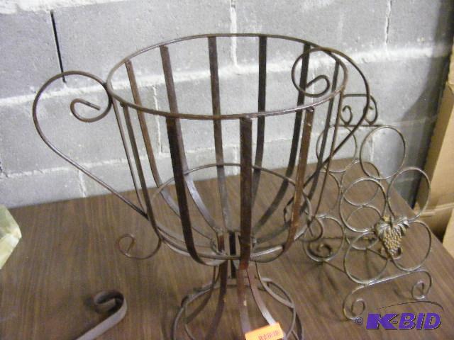Flower Basket, metal bar and Wine Rack, Baske...