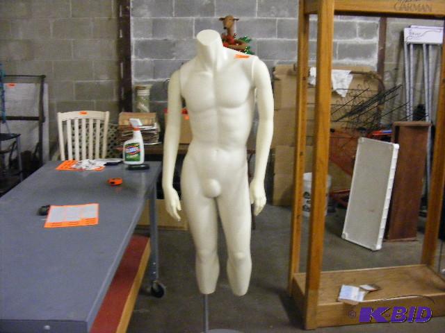 Three Quarter Male Manequin on metal stand, a...