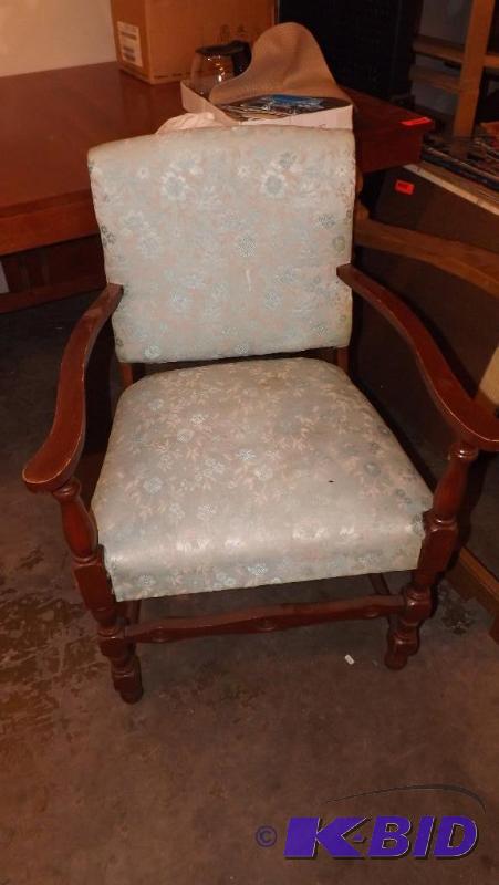 Vintage Chair, light blue green upholestry...