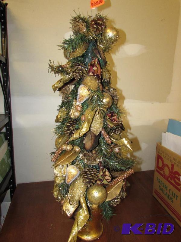 Artificial Gold Christmas Tree, top is missin...