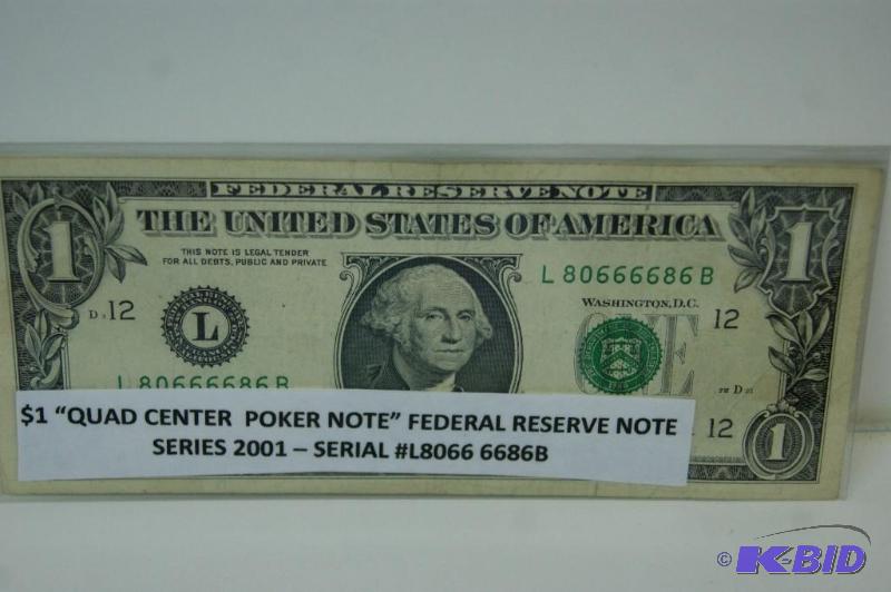 $1 Quad Center Poker Note Federal Reserve Note