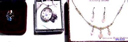 Three Piece Jewelry Lot  Silvertone Ring - Si...