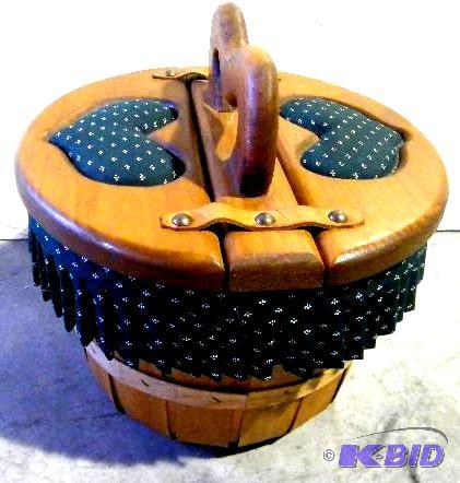 Wooden Picnic Basket - 12&quot in diameter x...