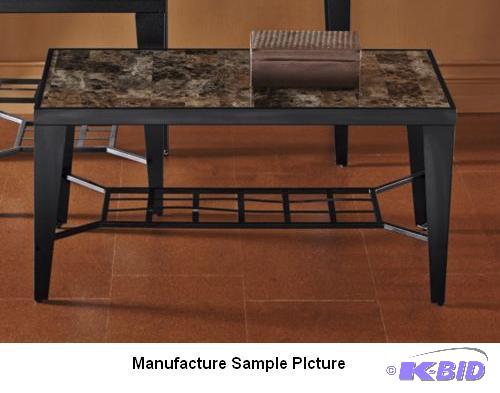 Faux Marble Coffee Table - Has black hammered...