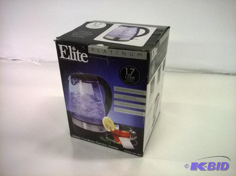 lot 10 image: Platinum 1.7L Glass Cordless Electric Kettle EKT-200