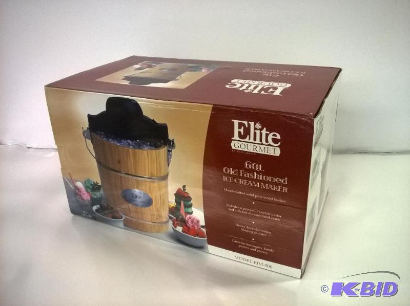 lot 12 image: EIM-506 Elite Gourmet 6-Qt ElectricManual Ice-Cream Maker