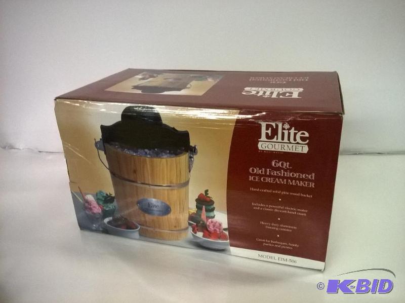 lot 4 image: EIM-506 Elite Gourmet 6-Qt ElectricManual Ice-Cream Maker