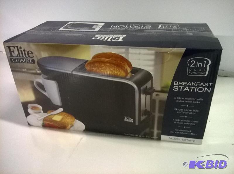 lot 50 image: Elite Cuisine ECT-819 Breakfast Station, Toaster and Coffee Maker