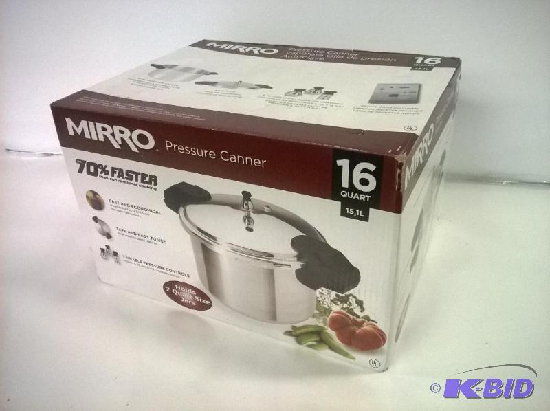 lot 64 image: Mirro 92116 Polished Aluminum 16-Qt Pressure Cooker