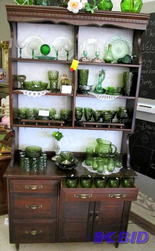 lot 11 image: Beautiful wood hutch with drawers and shelves...