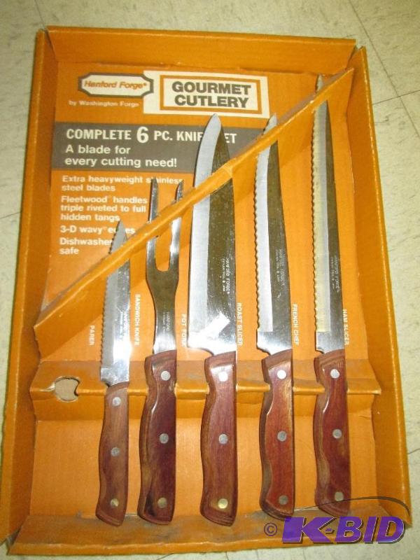 lot 113 image: 6 Piece kitchen knife set - new vintage Hanfo...