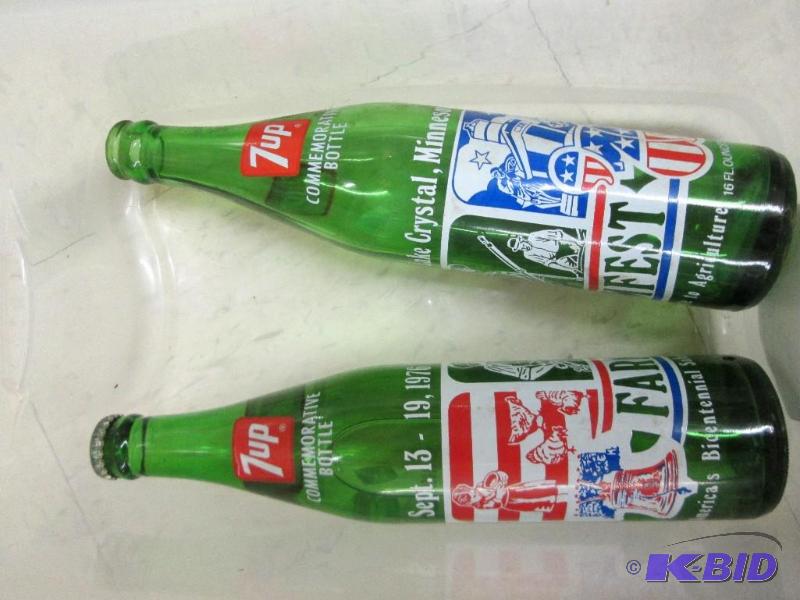 lot 117 image: 1 open, 1 unopened 7 UP commemorative bottle ...