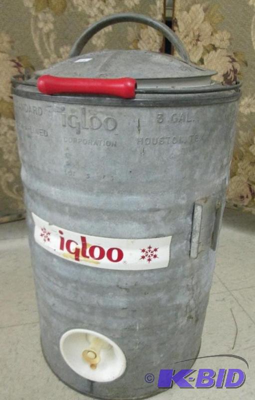 lot 120 image: Vintage Igloo stainless steel cooler...