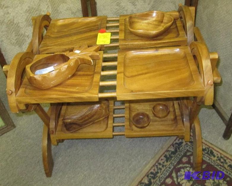 lot 53 image: Hawiian monkey wood serving table tray with a...