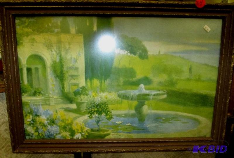 lot 54 image: Framed fountain print, 16.5 x 26.5 inches - V...
