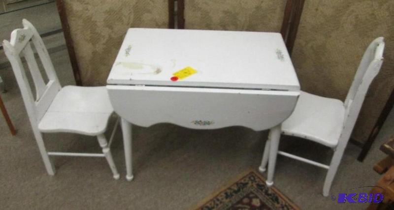 lot 56 image: Small drop leaf childrens wooden play table ...