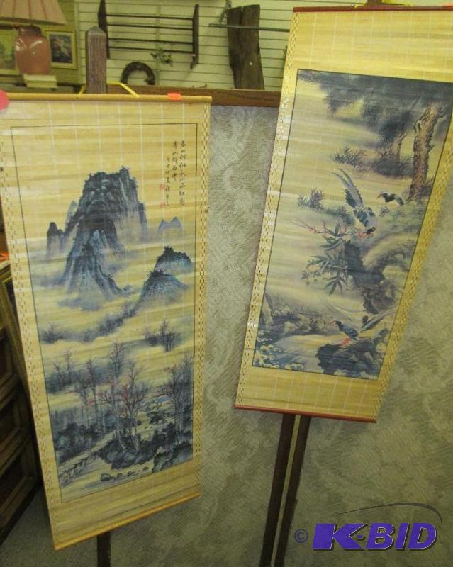 lot 82 image: 1940s Oriental Bamboo Wall Hangings...