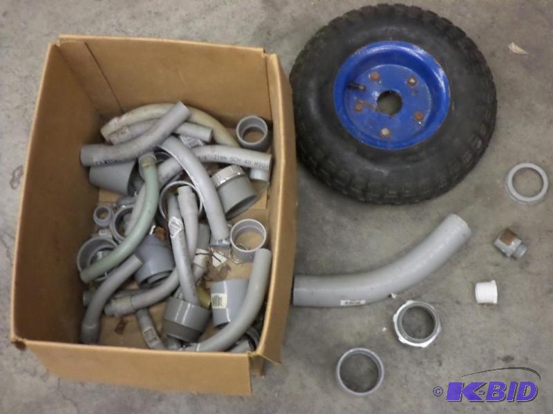 lot 15 image: Box Of (1) Two-Wheeler Tire & Misc PVC Fi...