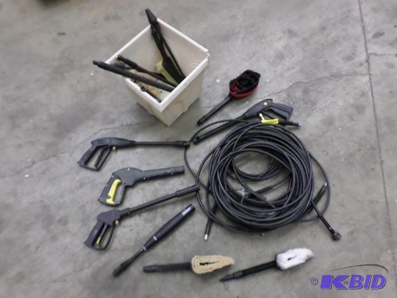 lot 20 image: Large Lot Of Pressure Washer Hosing, Guns, Br...