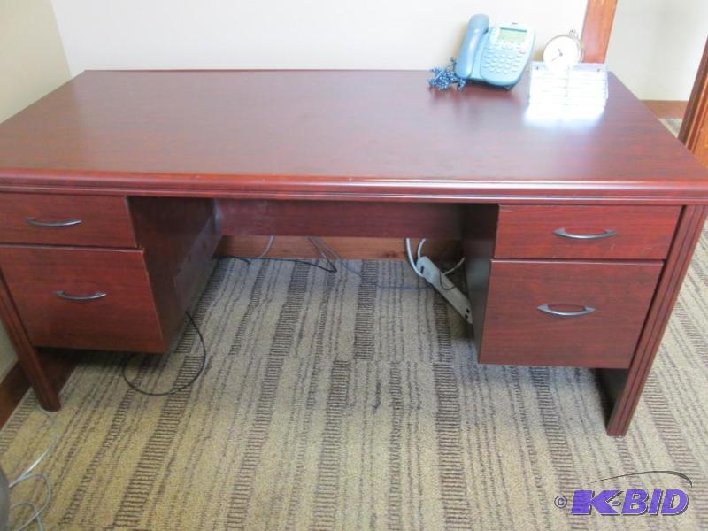 Office Computer Desk (Dark Cherry Wood)