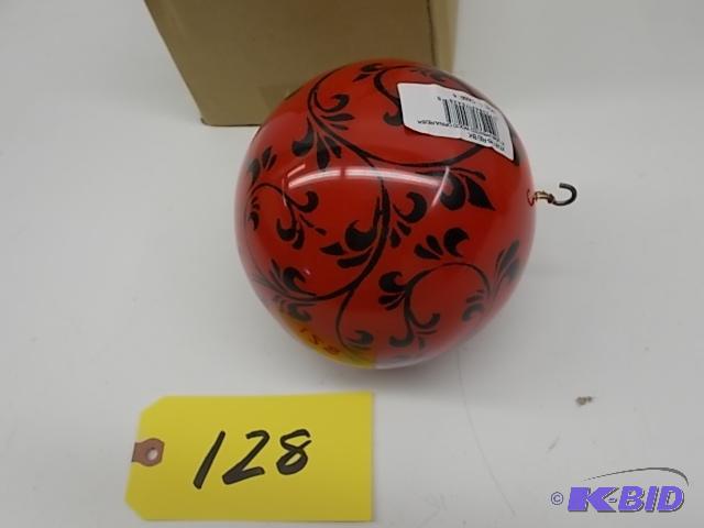 lot 128 image: (2) 6" Leaf Print Wooden Ornaments...