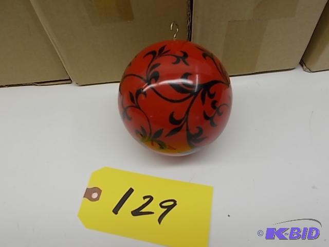 lot 129 image: (5) 4" Leaf Print Wooden Ornaments...