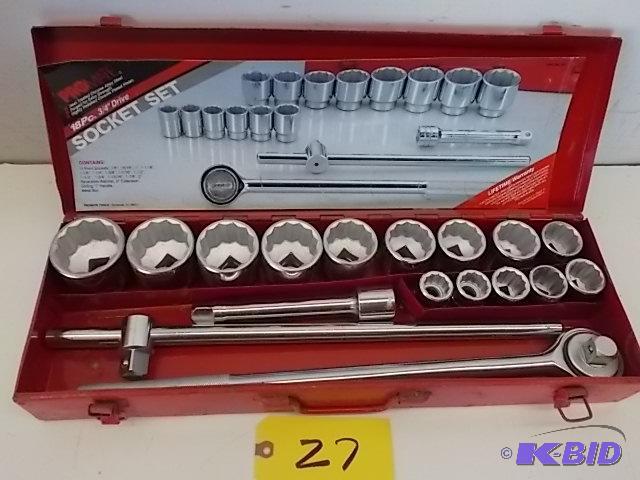 lot 27 image: Promate 18 pc. 34" Drive Socket Set...