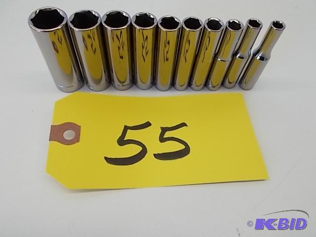 lot 55 image: Craftsman 10 pc. 6 Point Deep Sockets, 316-9...