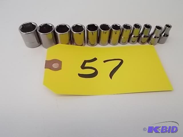 lot 57 image: Craftsman 12 pc. 6 Point Sockets, 4-14 X 14,...