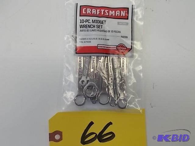 lot 66 image: Craftsman 10 pc. Metric Midget Wrench Set, 4-...